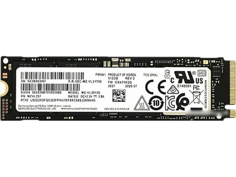 Твердотельный накопитель Samsung 512 ГБ M2 MZVL2512HCJQ-00B00