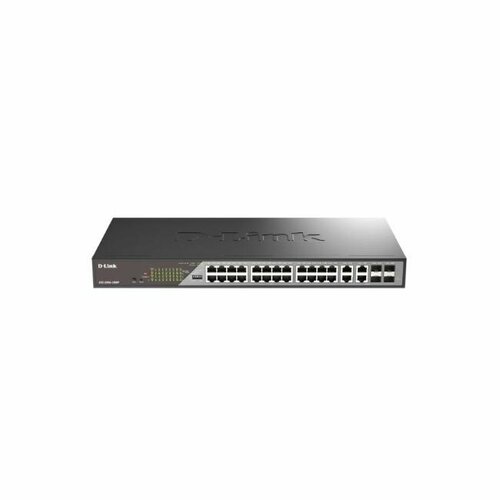 Коммутатор D-Link Сетевой Smart L2 Surveillance Switch 24х1000Base-T PoE, 4xCombo 1000Base-T/SFP, PoE Budget 370W, Long-range PoE up to 250m