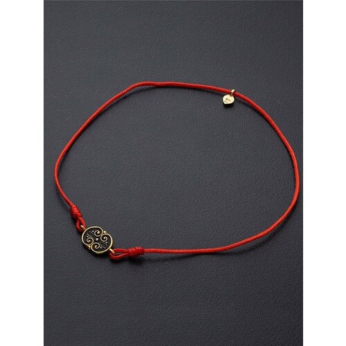 Браслет Angelskaya925 Тонкий браслет красная нить на руку, размер 24 см, золотистый, красный