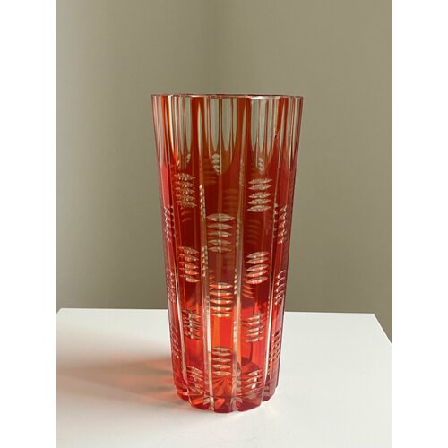 Ваза для цветов. Цветной хрусталь. Красный хрусталь! СССР, Завод 