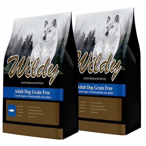 WILDY ADULT DOG GRAIN FREE беззерновой для взрослых собак с белой рыбой (1 + 1 кг)