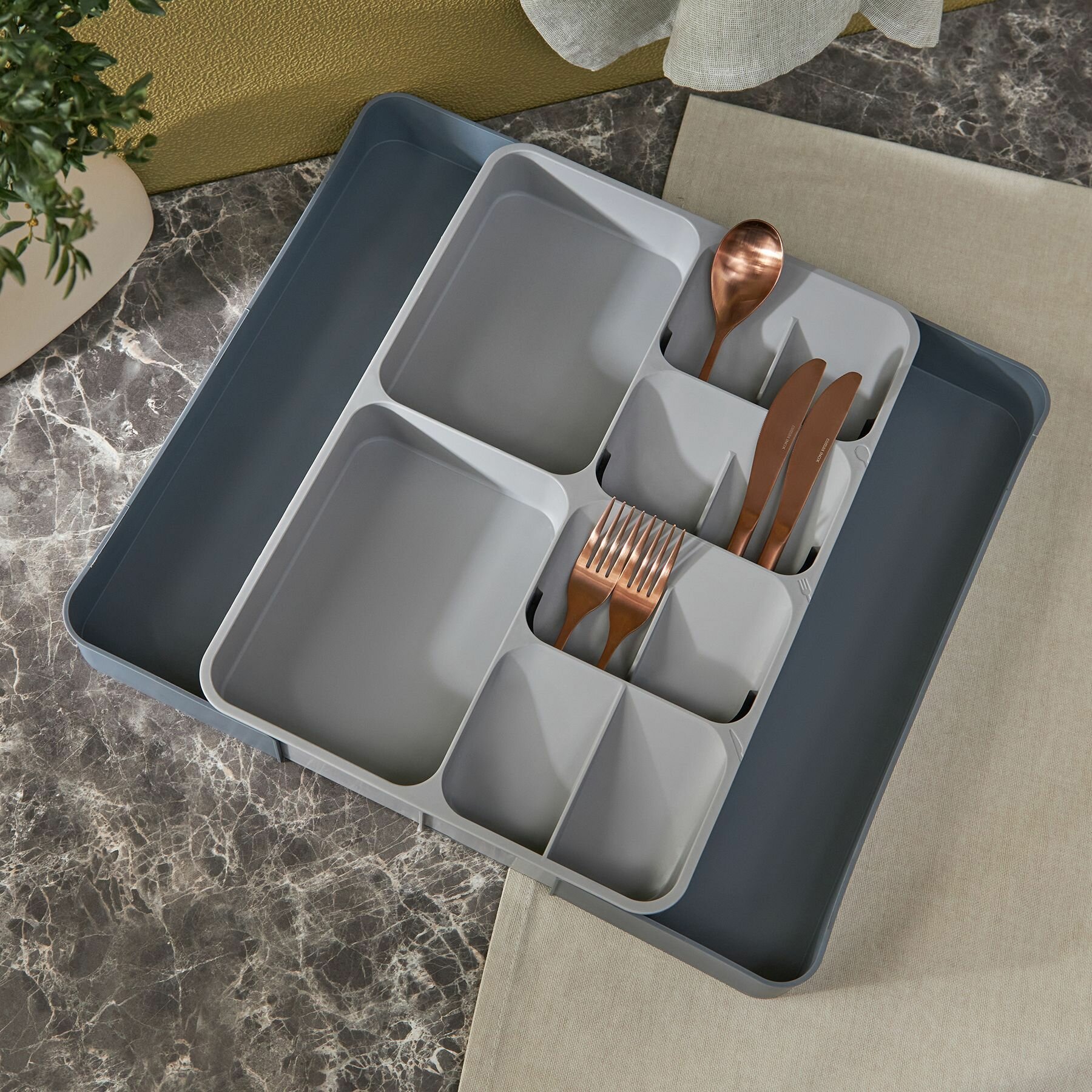 фото Органайзер для столовых приборов всёгазин раздвижной, пластик, 39,5х28х5,5см