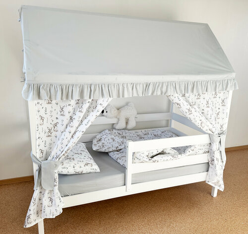 Текстиль на кровать домик 80х160 см (зайчики-серый) ТД-27-new