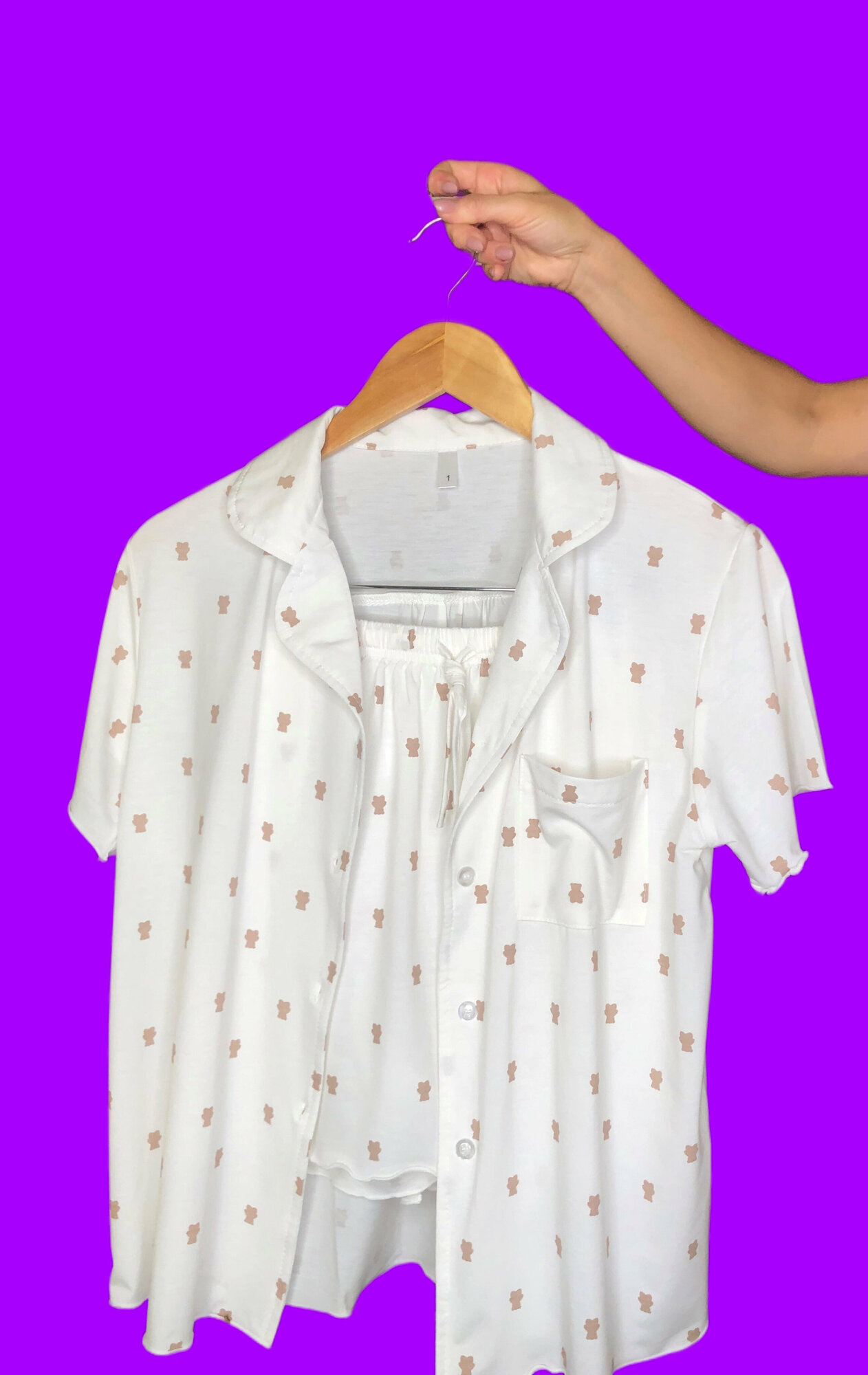 Пижама, рубашка с шортами, белый, хлопок L - фотография № 4