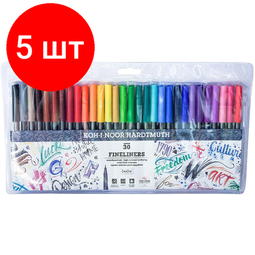 Комплект 5 наб, Набор линеров KOH-I-NOOR FINELINERS 0.3мм 30 цв ПВХ 777021CJ01TE набор линеров koh i noor fineliners 12 цветов толщина линии 0 3 мм 1545379