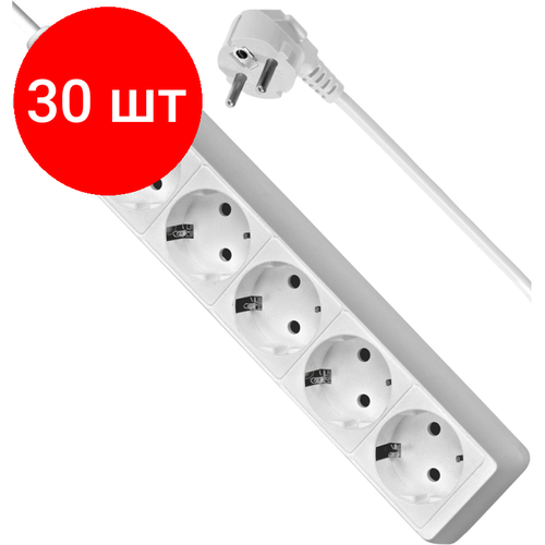 Комплект 30 штук, Сетевой фильтр Defender ES 5 5 м, белый, 5 розеток (99483)