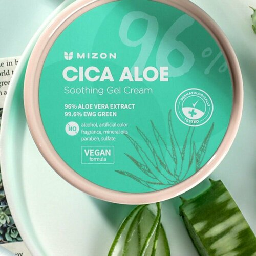 MIZON Успокаивающий гель-крем с экстрактами алоэ и центеллы азиатской CICA ALOE SOOTHING GEL CREAM, 300 г mizon успокаивающий гель крем с экстрактами алоэ и центеллы азиатской cica aloe soothing gel cream 300г