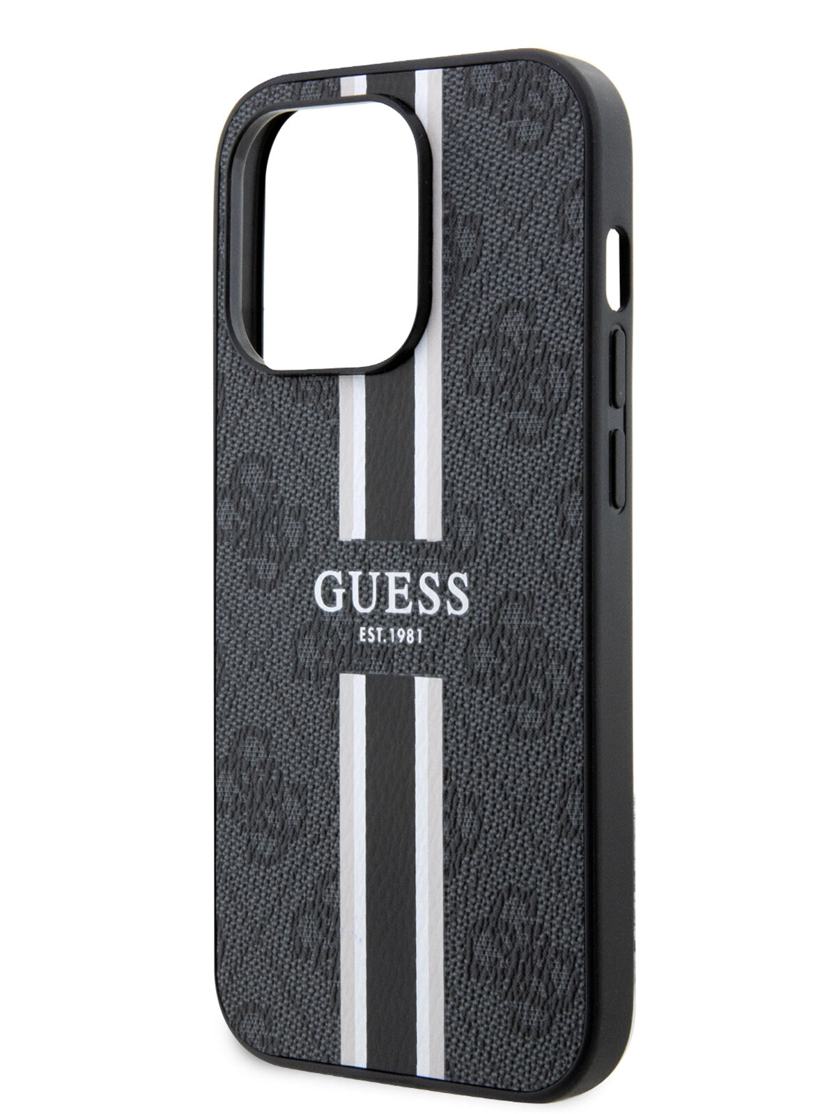 Guess для iPhone 14 Pro чехол MagSafe PU 4G Stripes Hard Black
