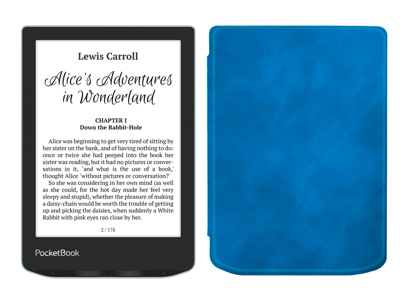 Электронная книга PocketBook 629 Verse Bright Blue, голубой с обложкой ReaderONE Light Blue