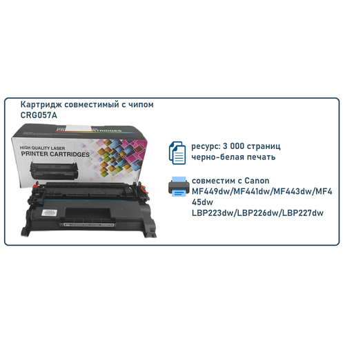 Картридж CRG057A (057) 3 000 стр. С чипом для CANON MF449dw/MF441dw/MF443dw/MF445dw/LBP223dw/LBP226dw/LBP227dw С чипом!