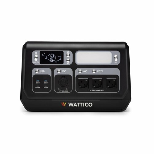 Портативная электростанция 2.2 кВт WATTICO Home 2200 MAX, 537500 мАч портативная зарядная станция с розеткой 220V черный