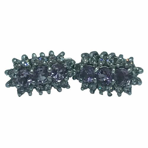 Серьги серебро, 925 проба, аметист, циркон