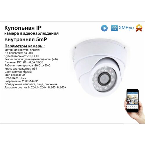 DVW300IP5MPPOE Внутренняя IP камера 5мП с ИК до 20м 360000₽