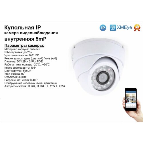 DVW300IP5MP(POE). Внутренняя IP камера 5мП с ИК до 20м.