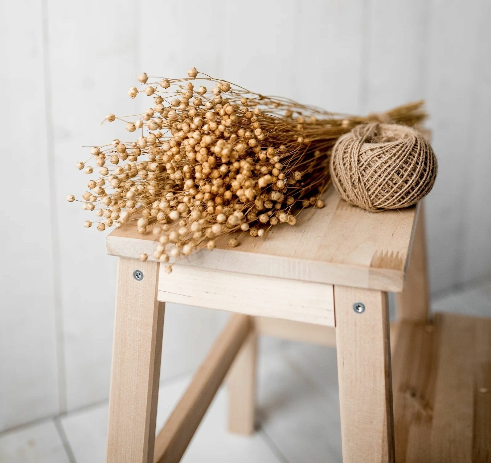 Сухоцветы для декора лён 35 шт высота 40 см.