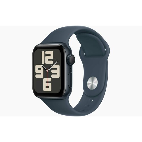 умные часы apple watch se gen 2 40мм алюминий gps midnight размер ремешка s m Умные часы Apple Watch SE2 (2023) 40mm Midnight Aluminum Case with Storm Blue Sport Band M/L