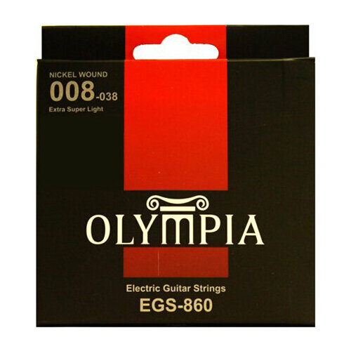 Olympia EGS860 - Струны для эл. гитары Nickel Wound (8-11-14-21-30-38) olympia hqe0942 струны для электрогитары nickel wound