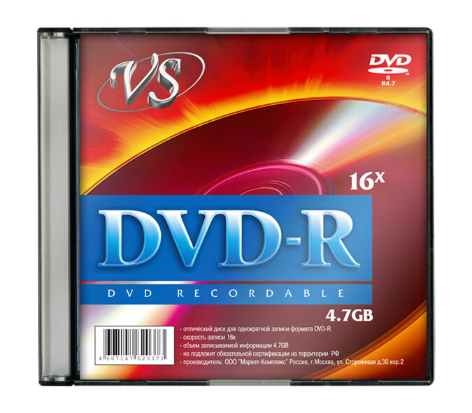 Диск VS DVD-R 4.7 GB 16x Slim, 1 шт.