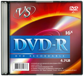 Диск VS DVD-R 4.7 GB 16x Slim, 1 шт.