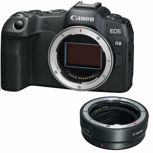 Canon EOS R8 + EF EOS R Mount adapter // commlite cm ef eosr arc af lens mount adapter ef ef s lenses to eos r rf mount camera with built in electronic control ring