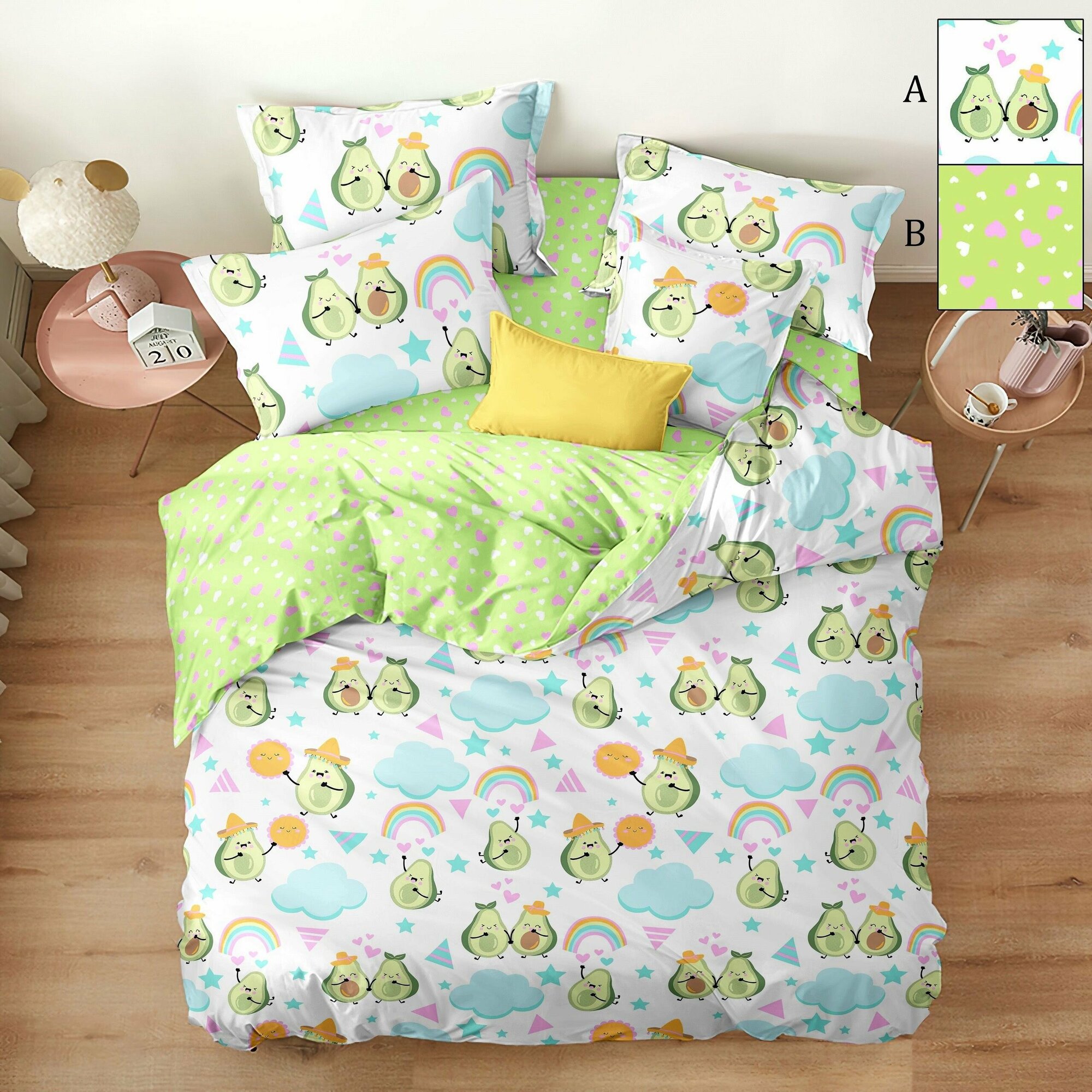 фото Комплект постельного белья Альвитек 10-010-Веселые Авокад, Детский, Поплин, наволочка 40х60 (1шт.)