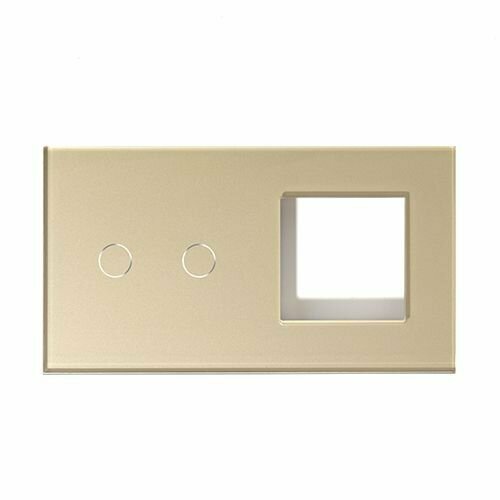 Рамка комби 2 поста (2G+1F), 157*86mm, стекло, цвет золотой