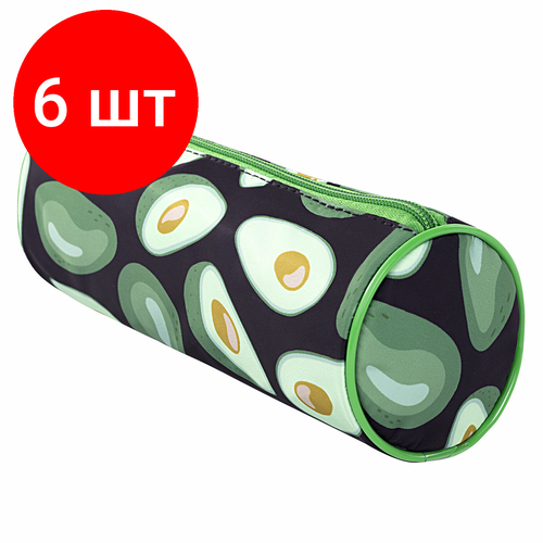 Комплект 6 шт, Пенал-тубус BRAUBERG, с эффектом SOFT TOUCH, полиэстер, Black Avocado, 22х8 см, 270061 пенал brauberg пенал тубус black marble