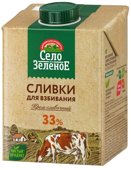 Сливки Село Зеленое 33% 500г