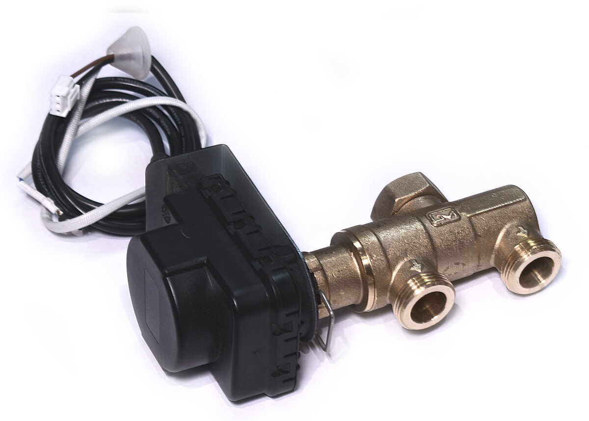 Трехходовой клапан с приводом для подключения бойлера (переключающий) 220В/50Гц, ГазЧасть 230-9001