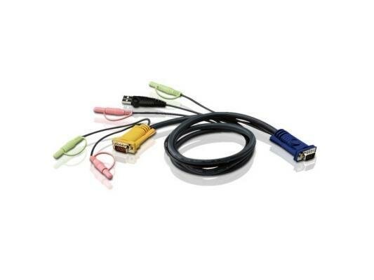 ATEN 2L-5202U Кабель KVM USB(тип А Male)+HDB15(Male) <-> SPHD15(Male) 18м черный.