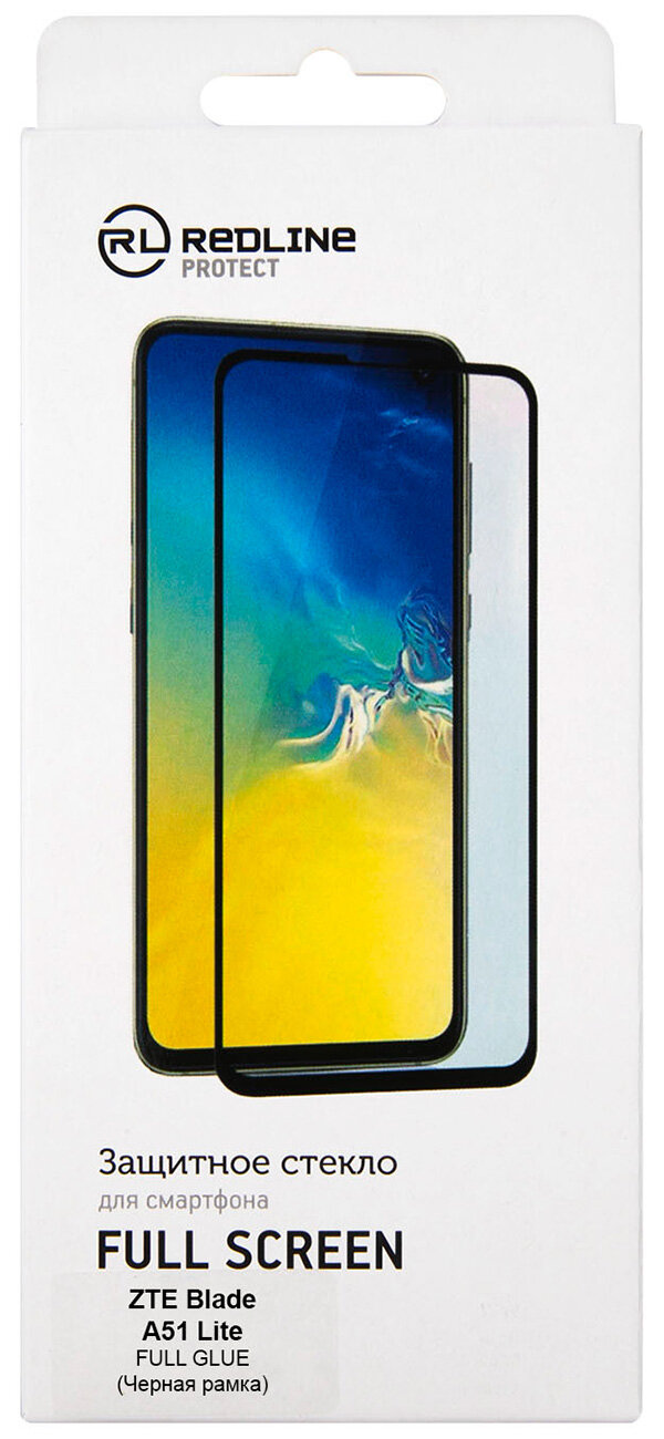 Защитный экран Red Line для ZTE Blade A51 Lite Full Screen Tempered Glass Full Glue Black УТ000026622 - фото №4
