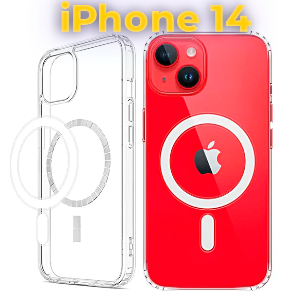 Чехол для iPhone 14 с поддержкой MagSafe, противоударный, прозрачный