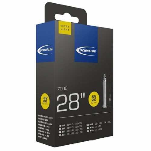 Велосипедная камера Schwalbe SV20 28/27х0.7-1.00 EXTRA LIGHT IB 80mm (05-10426383)