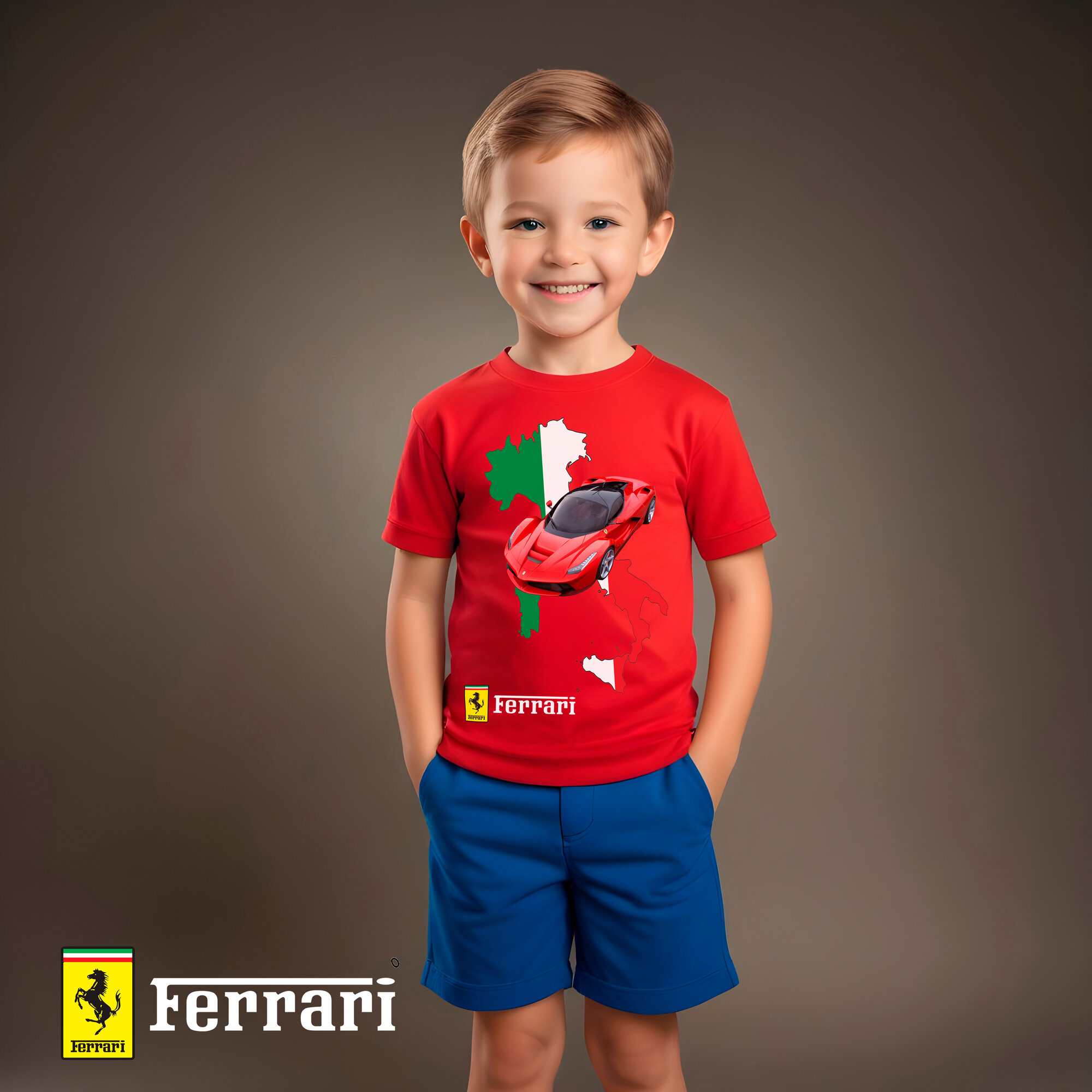 Футболка CHASTE KIDS Феррари / Ferrari Автомобили, размер 128, красный