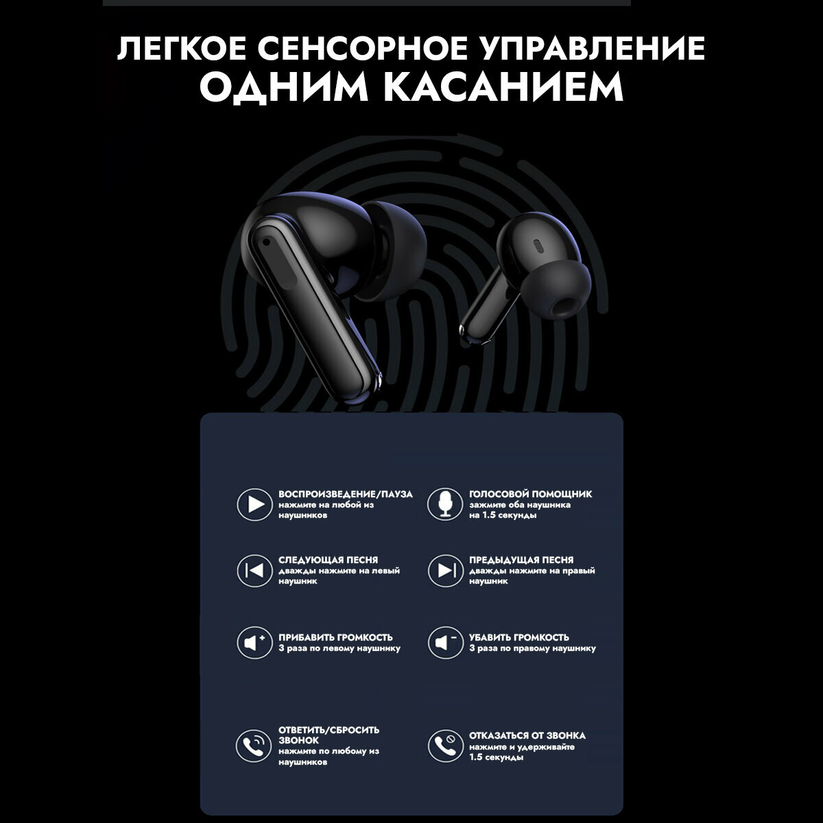 Беспроводные Bluetooth наушники с шумоподавлением Tech Fusion — фото 1