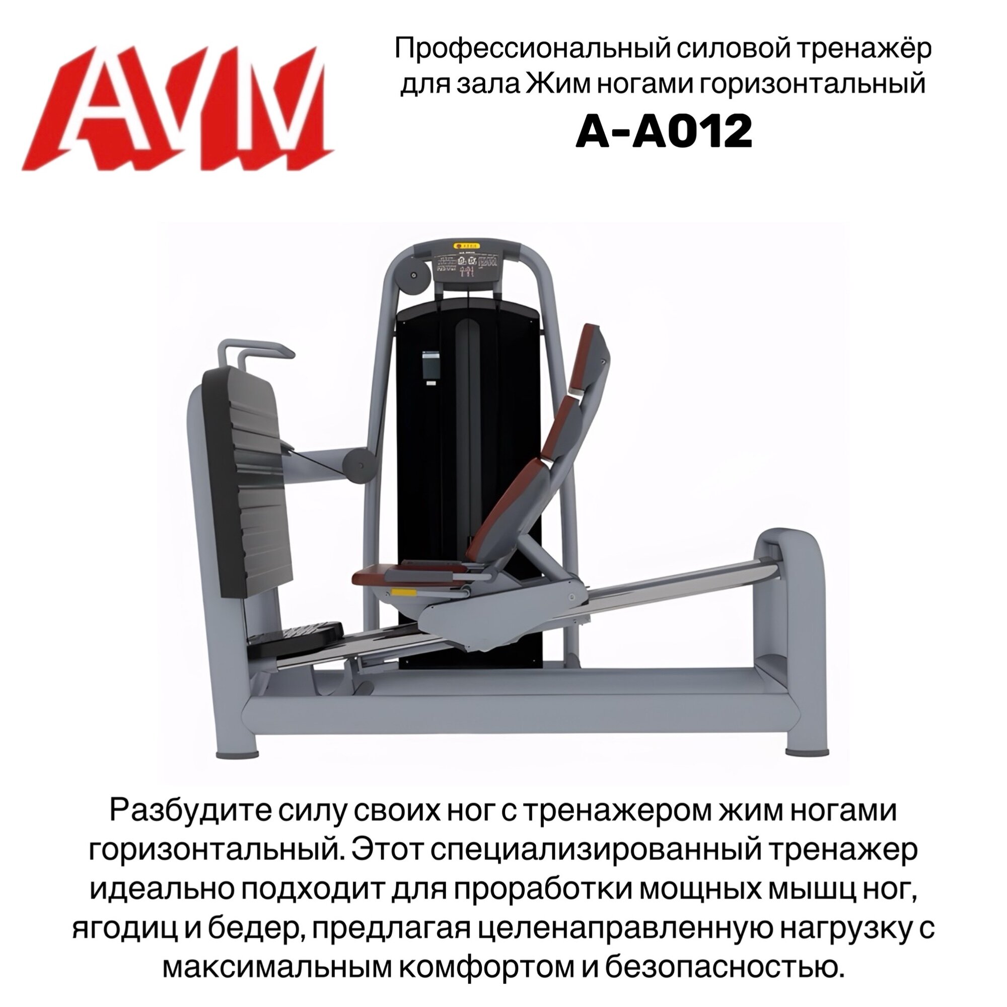 Профессиональный силовой тренажер для зала Жим ногами горизонтальный AVM A-A012