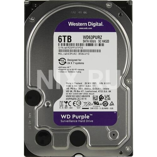 Жесткий диск Western digital Purple 6 Тб WD63PURZ