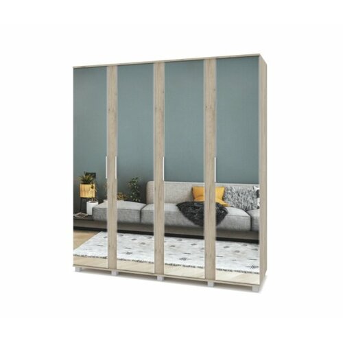 Модерн Шкаф 4-х дв 4 зеркала Дарина П43 серй дуб 36940₽