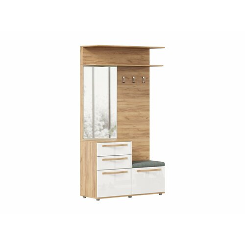 Марта-2 Вешалка комбинированная с зеркалом Дуб золотойБелый глянец 48099₽