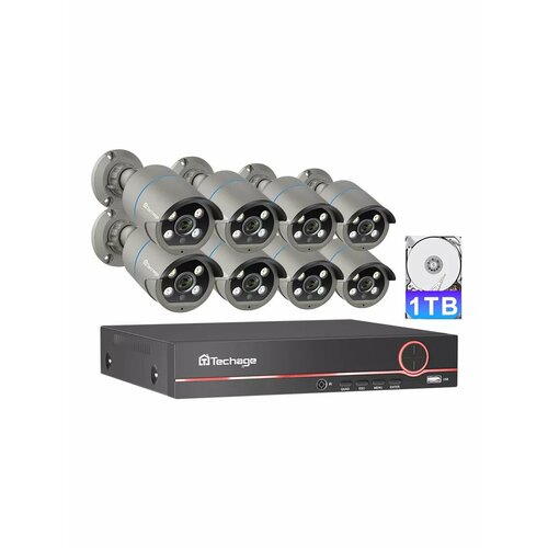 8CH 4MP POE NVR Система видеонаблюдения 1 ТБ жесткий диск 33999₽
