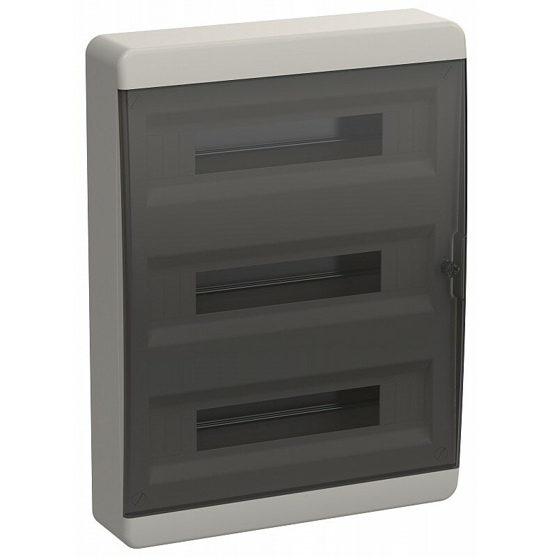 фото TEKFOR Корпус пластиковый ЩРН-П-54 IP41 черная прозрачная дверь IEK, цена за 1 шт