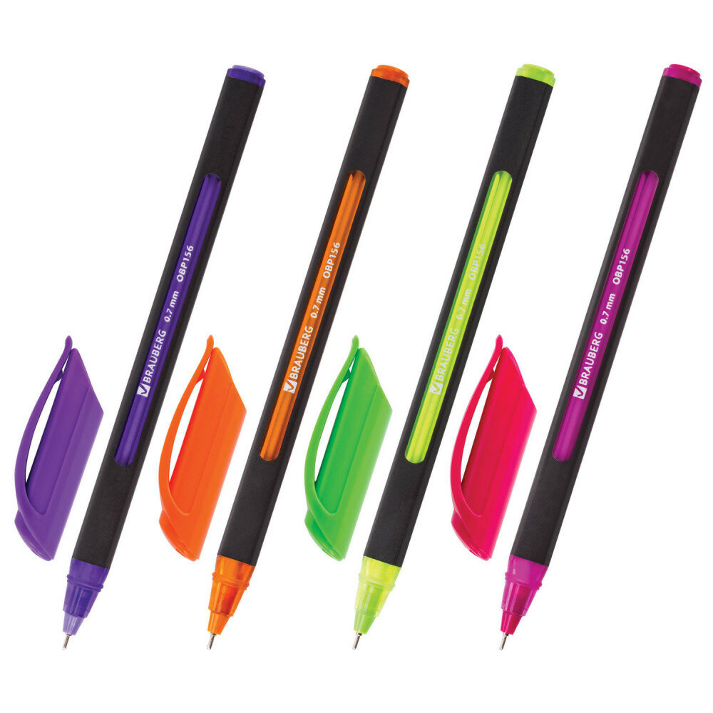 Ручка шариковая масляная BRAUBERG "Extra Glide Soft Color", СИНЯЯ, узел 0,7 мм, линия письма 0,35 мм, OBP156 - фото №1