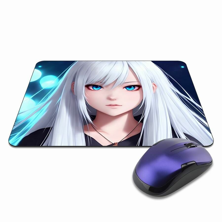 Коврик для мышки Аниме девушка, прорезиненный, влагоотталкивающий, с не стирающимся изображением, 22х18см, толщина 3мм