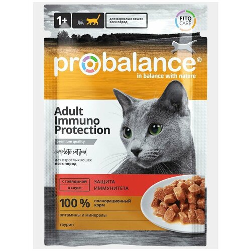 Корм для кошек влажный ProBalance с говядиной в соусе, пауч, 85гр x 28шт