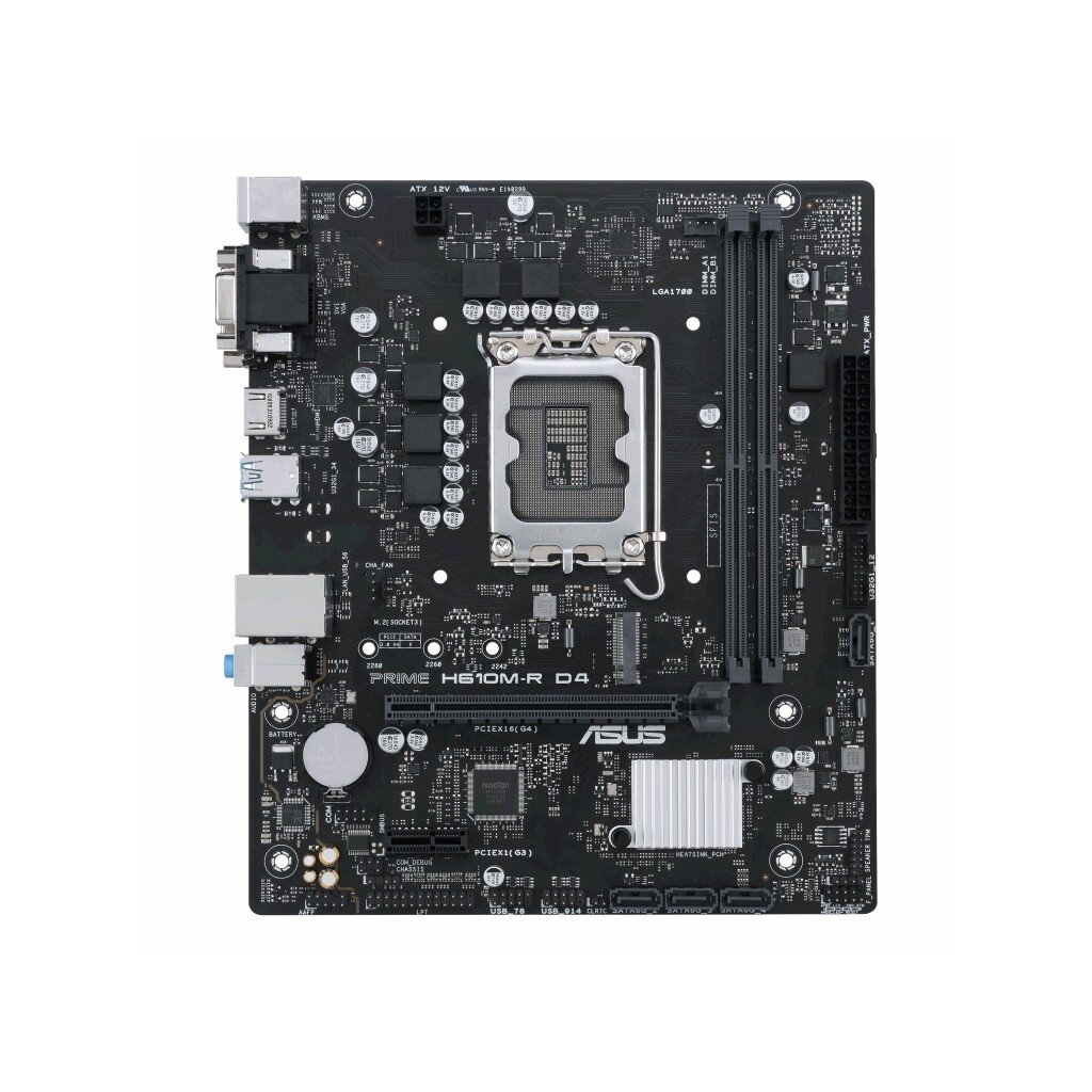 ASUS PRIME H610M-R D4-SI (Socket LGA1700, Intel H610, 2xDDR4, 16x PCI-E, HDMI, DVI, D-SUB)