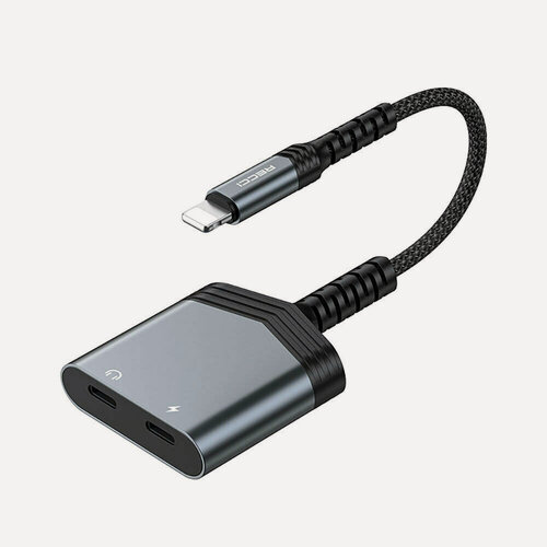 Изображение товара Переходник конвертер 2-in-1, Recci RDS-A18, Lightning (M) to 2 x Lightning (F), 2A, Серый