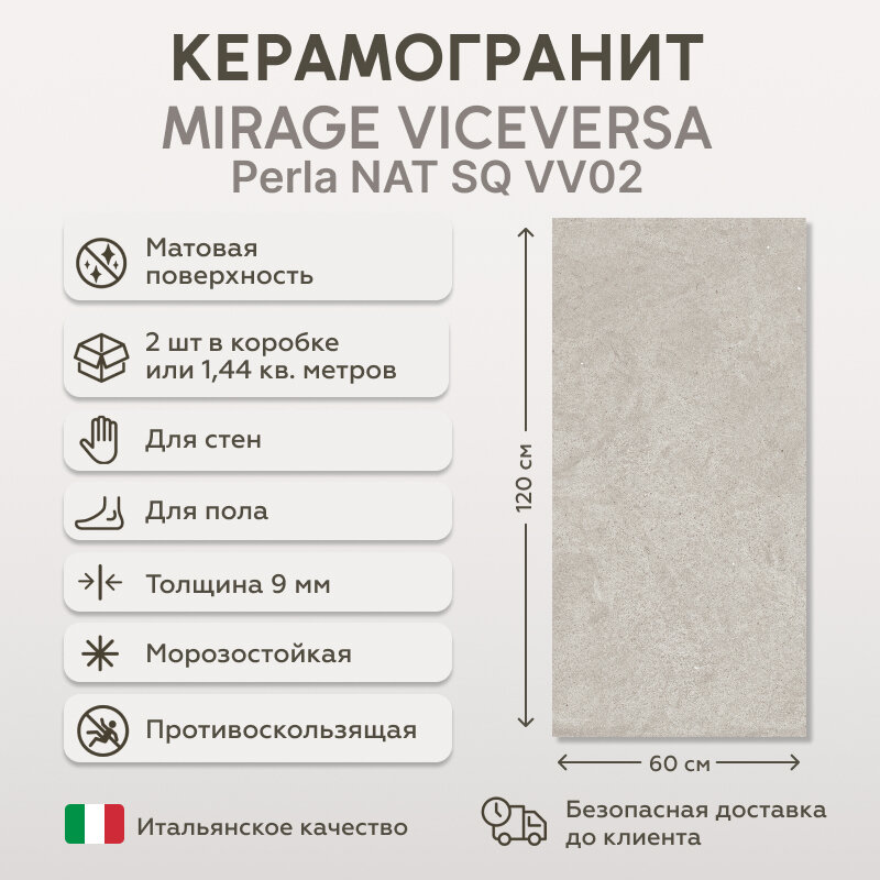 Керамогранит MIRAGE VICEVERSA Perla NAT SQ VV02 60x120 см, 1.44 кв. м (2 шт в упак)