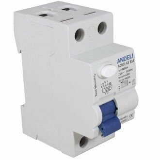 Автоматический выключатель ADB1L-63 2P 63A 300mA тип AC 6kA (ANDELI)