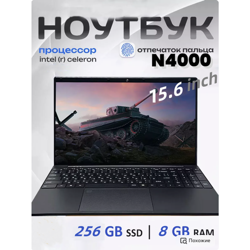 Ноутбук черный Intel Celeron N4000 156 8GB 256TB SSD Intel UHD Win11 Pro 22000₽