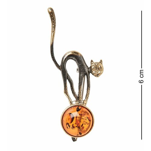 Брошь Народные промыслы янтарь 1 шт бронза 1380₽